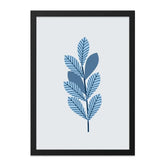 Blue Leaves Wall Art, Minimalist Botanical Print, Modern Home Decor, Nature Inspired Artwork, Leaf Illustration, Framed Art, Wall Decor - Tawshia